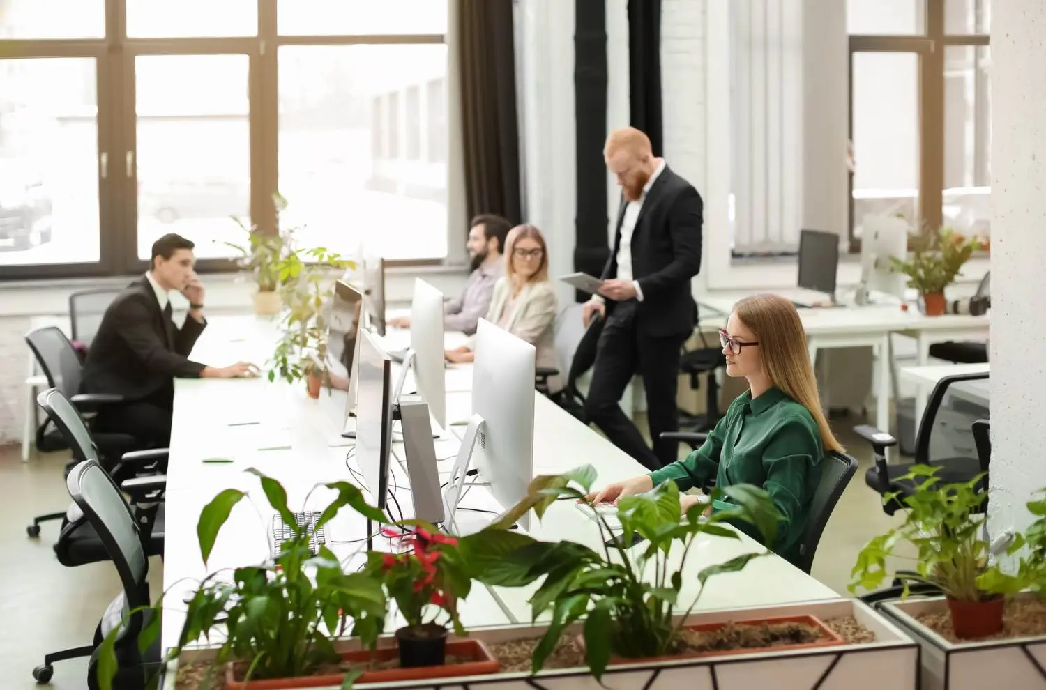 young people working in modern office